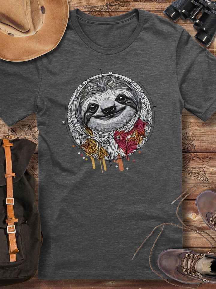 Sloth Serenity T-Shirt, Relaxing Zen Sloth Design, Cozy Animal Lover Gift, Boho Minimalist Wildlife T-shirt product image (1)