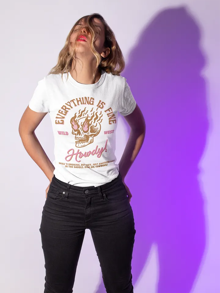 Wild West Flaming Skull T-Shirt product image (1)