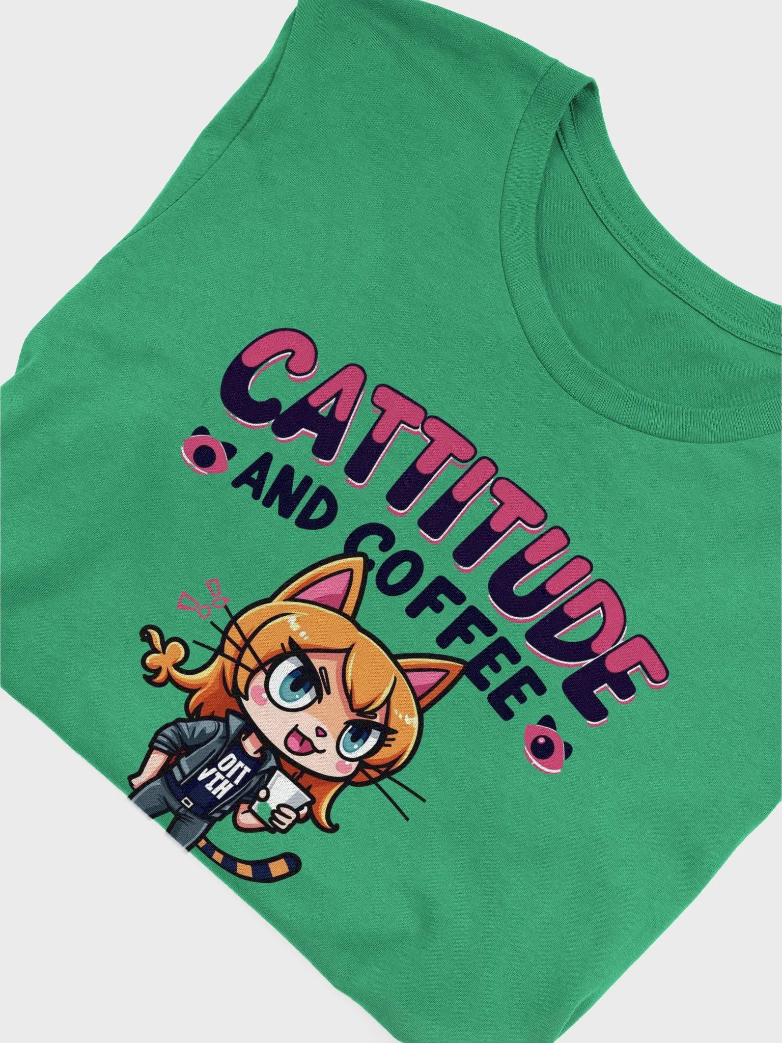 Cattitude and Coffee Cartoon T-Shirt product image (46)