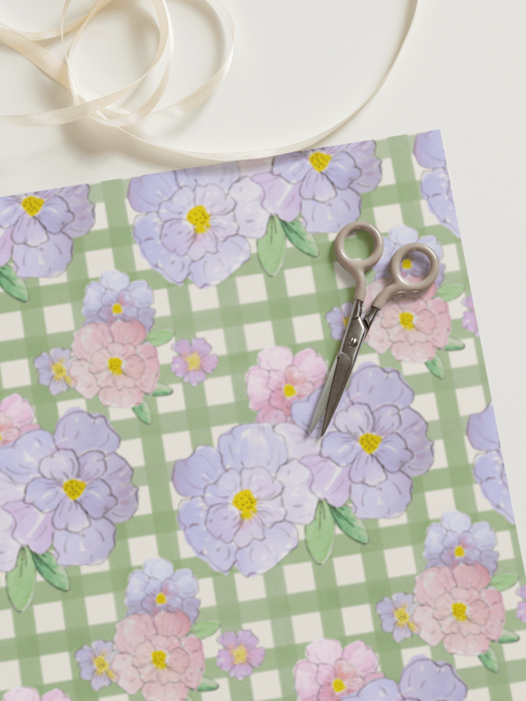 Gingham Blossoms Wrapping Paper Set of 3 Sheets product image (10)