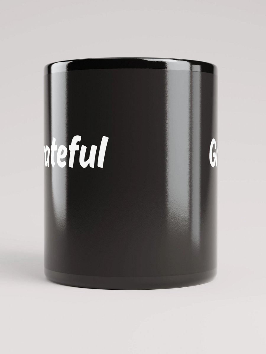 “Grateful” Upbeat Glossy Black Mug product image (9)