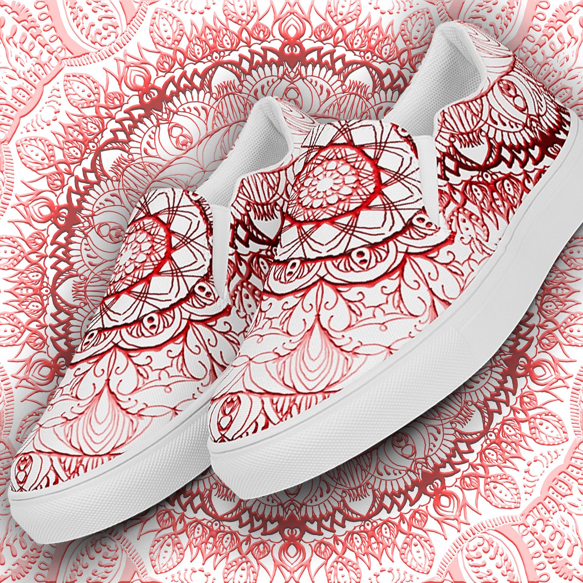 Radiant Red Mandala Slip-Ons product image (1)