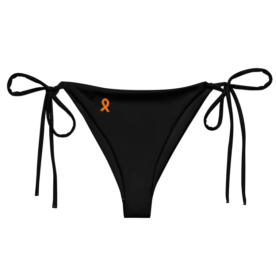 White HApex Gear White Logo Cancer Awareness Orange Ribbon. Black Recycled String Bikini Bottom product image (5)