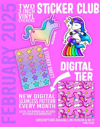🦄 Cute Lil Unicorn Theme 🦄
Sticker Club Rewards include:
⭐ 3