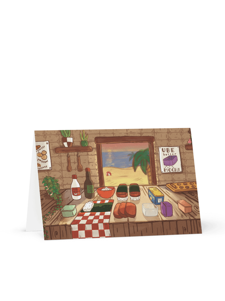 Spam Musubi Kitchen Scene Art Print Greeting Card product image (1)