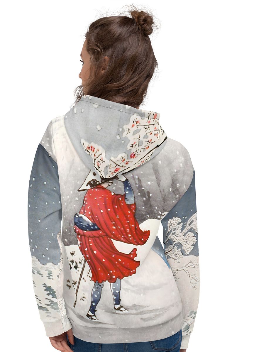 Plum Tree and Snowy Evening All-Over Print Recycled Unisex Hoodie product image (6)