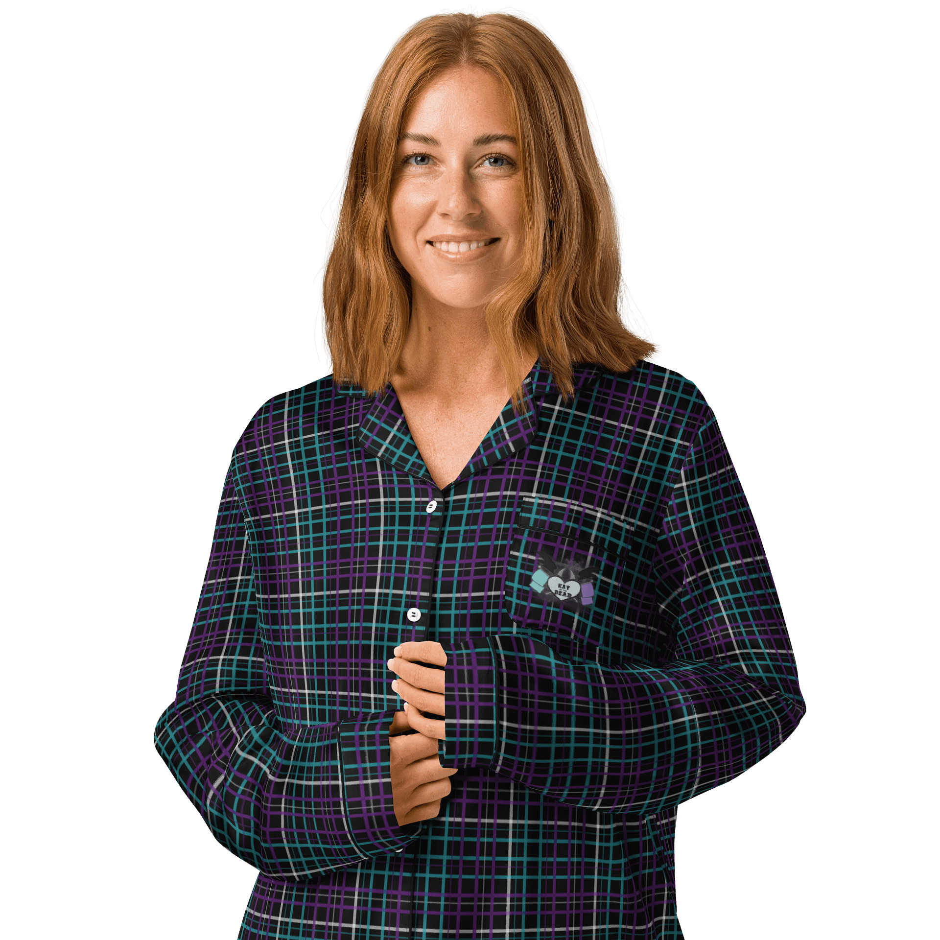 Black Plaid Long Sleeve Pajama Shirt product image (3)