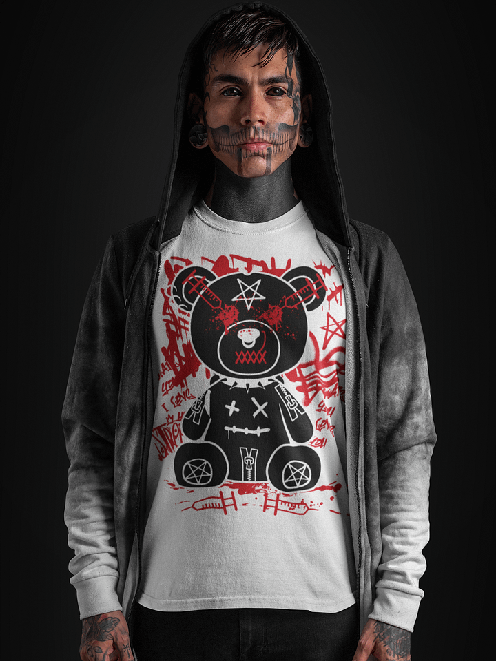 Graffiti Occult Bear Unisex White T-Shirt product image (1)
