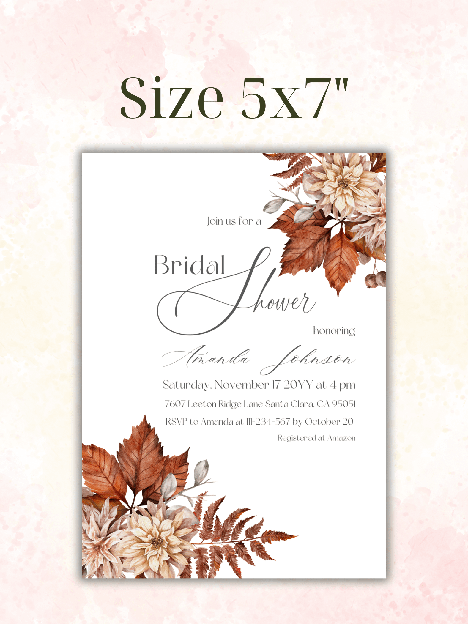 Rustic Bridal Shower Invitation for a Boho Floral Party Theme, Wildflower Themed Fall Wedding Shower Invite Canva Template, Digital Download product image (3)