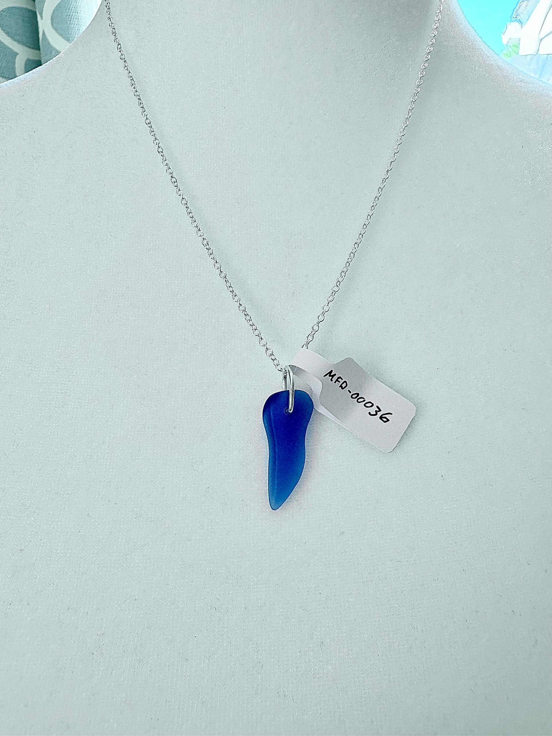MFD-00036 | Ultramarine Blue Sea Glass Pendant Necklace | Handmade Coastal Charm Jewelry by Monique Faella Designs™ product image (4)