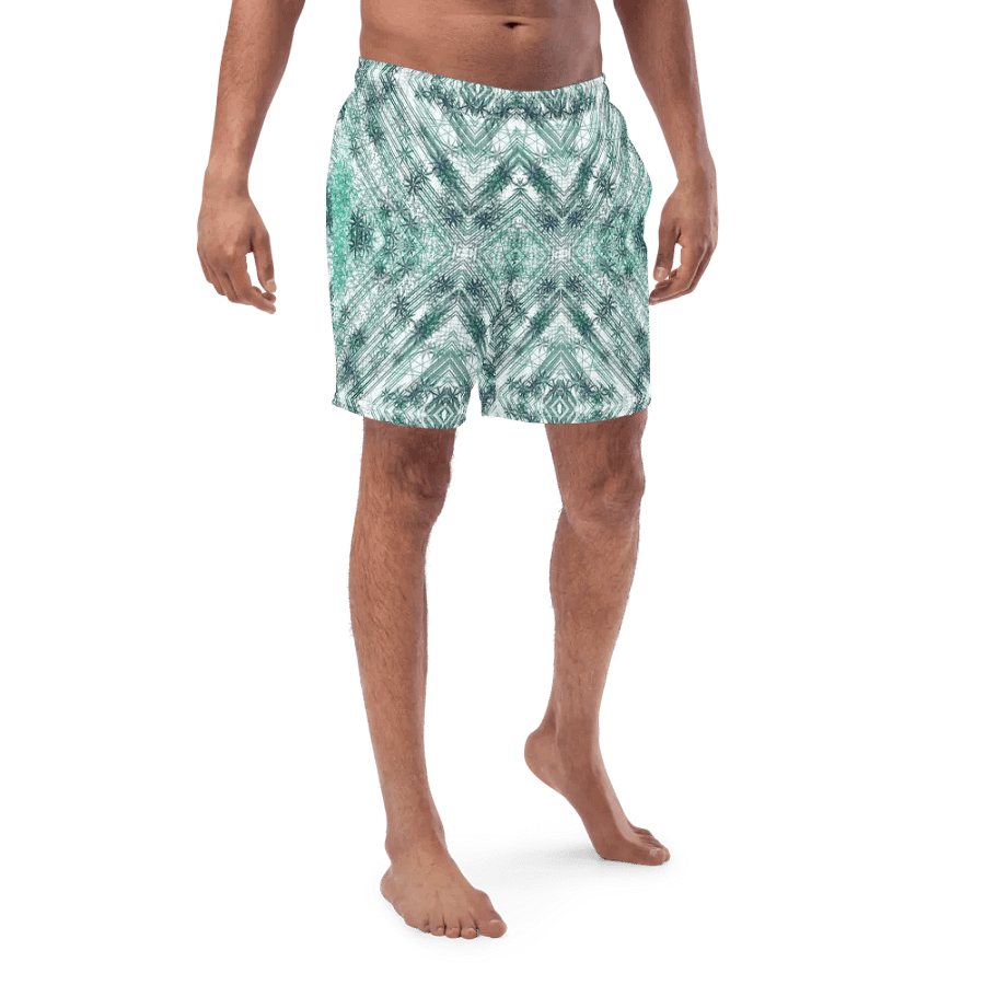 Shades Of Green Geometric Pattern Mens Swim Shorts product image (5)