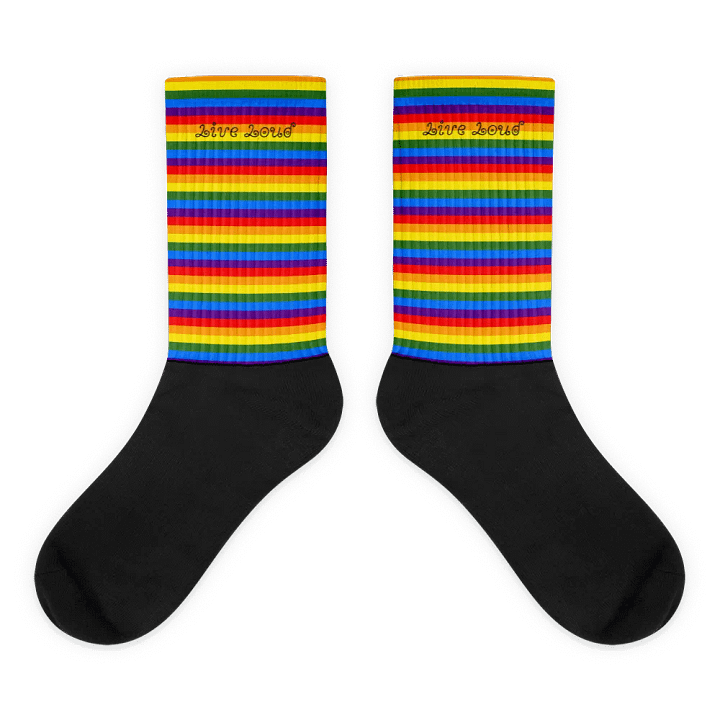 Vibrant Rainbow Stripes Sublimated Socks product image (1)