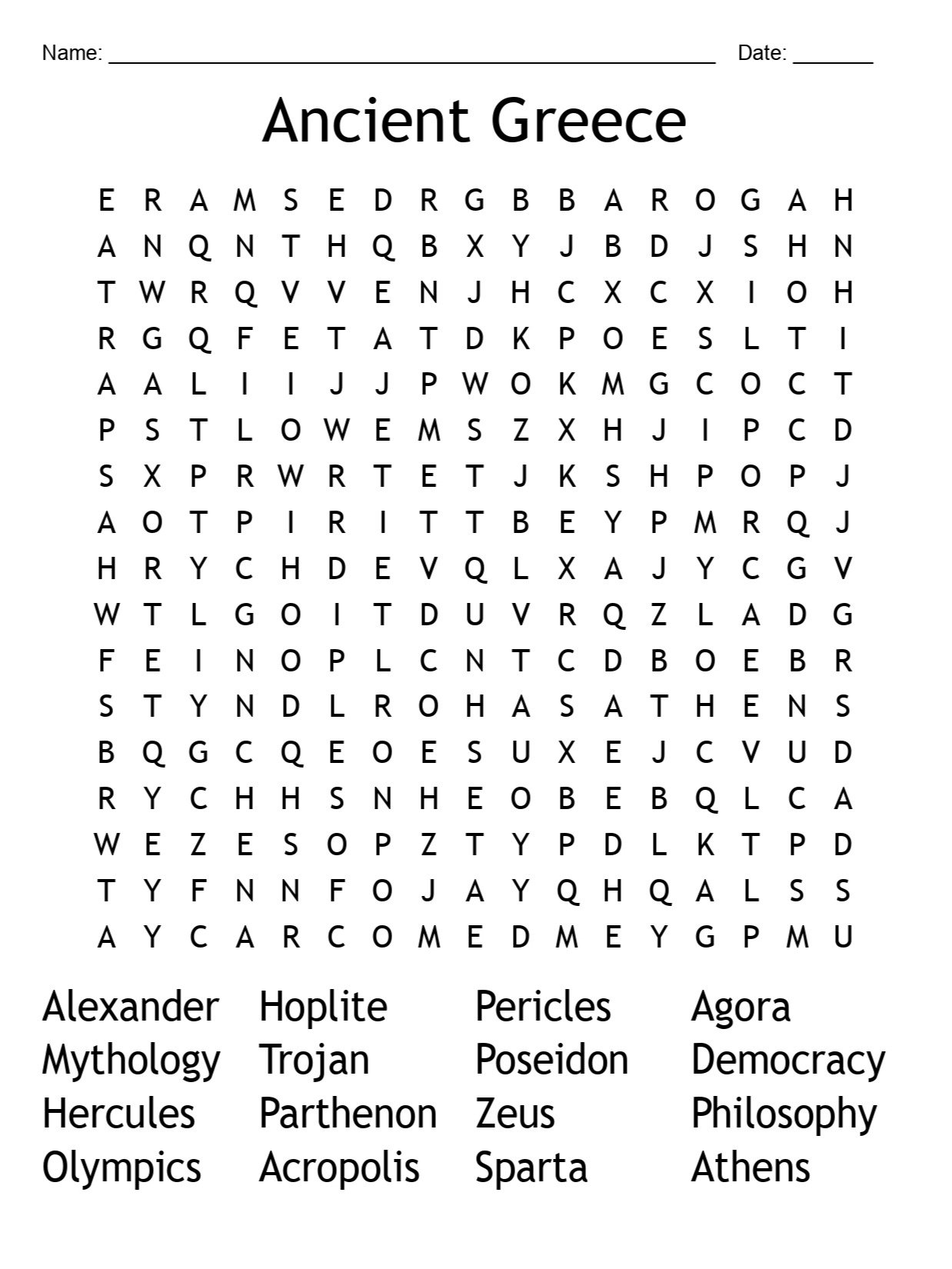 Printable Ancient Greece Word Search product image (2)