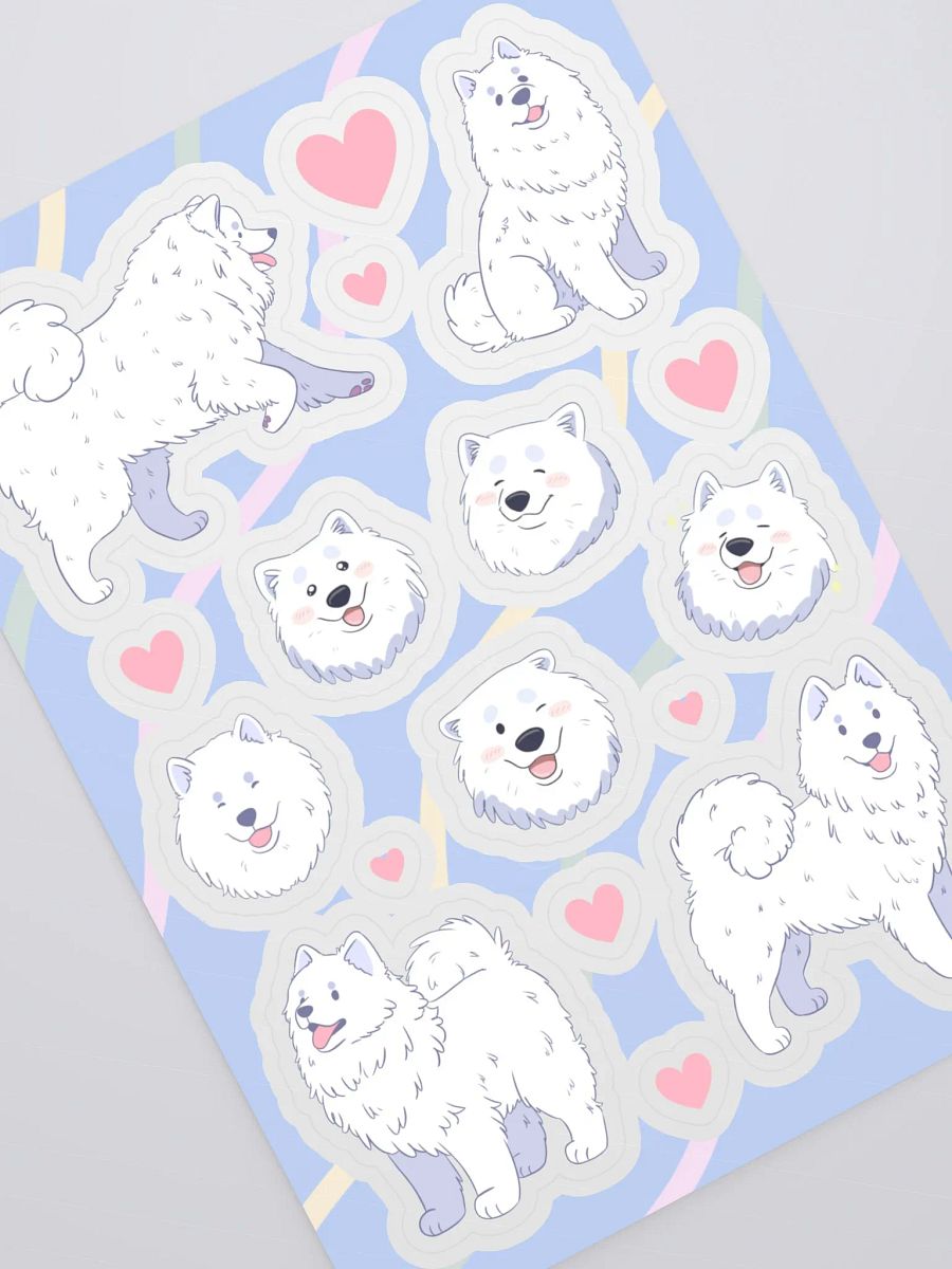 Fluffy Samoyed Love Sticker Sheet product image (2)