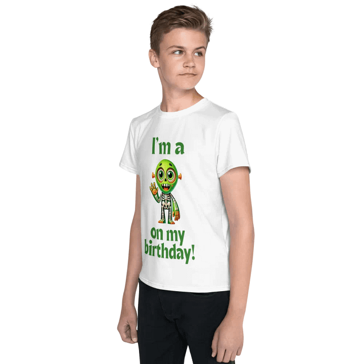 Cheerful Skeleton Birthday Party Youth T-Shirt product image (2)