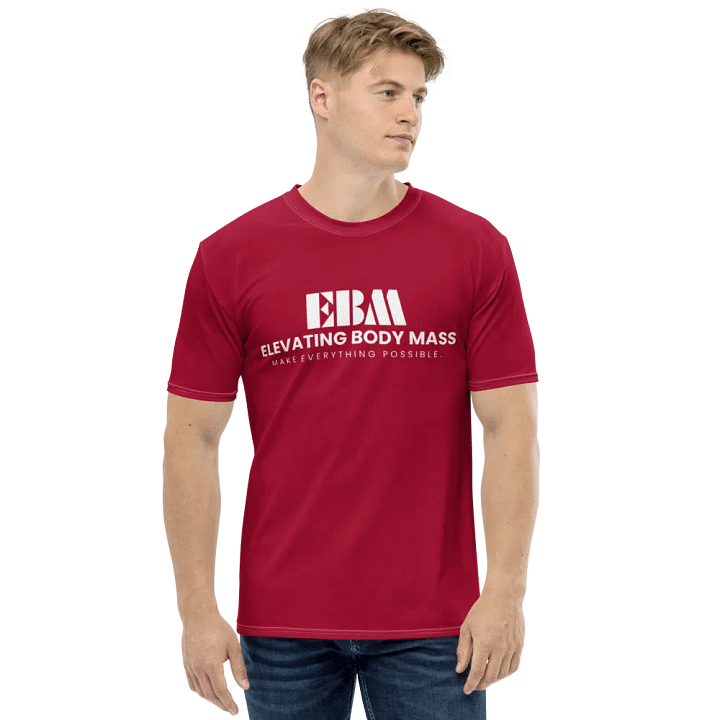 EBM Red Crew Neck T-Shirt (White Logo) product image (1)