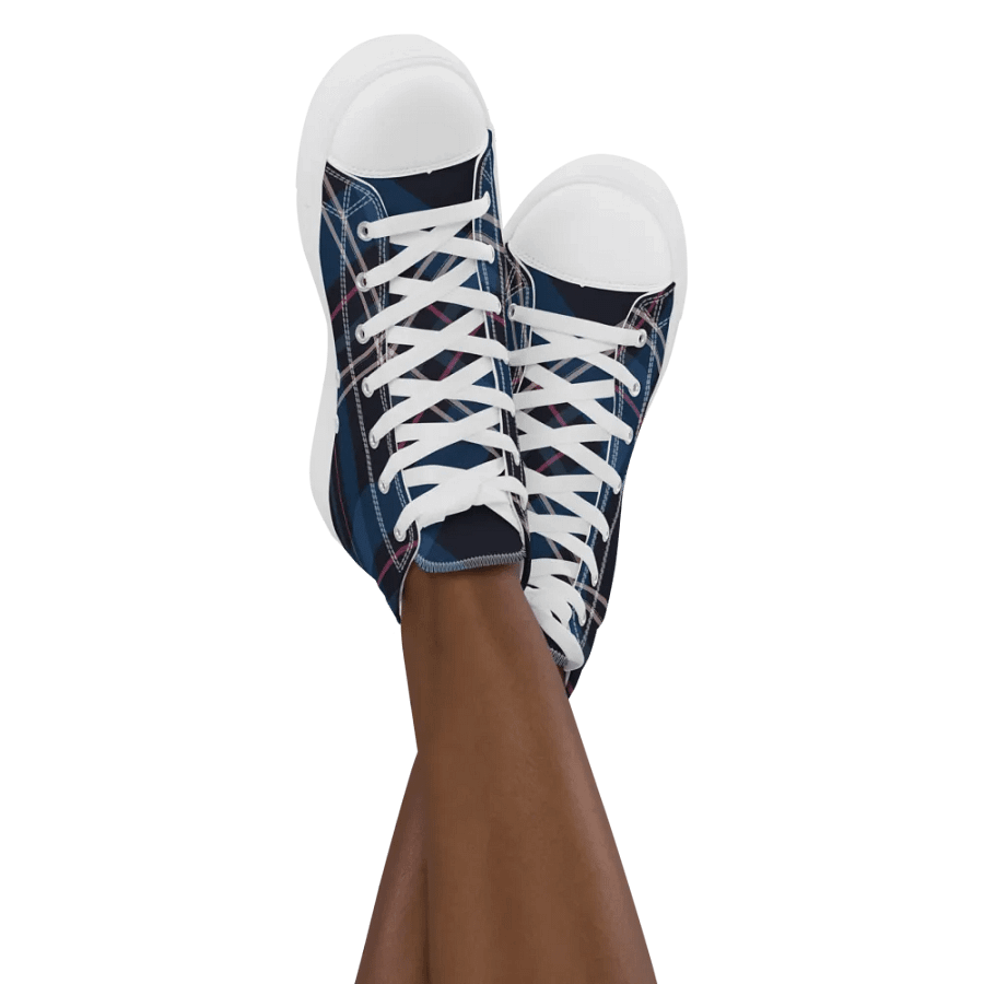 Navy Tartan Plaid Women's High Tops product image (4)