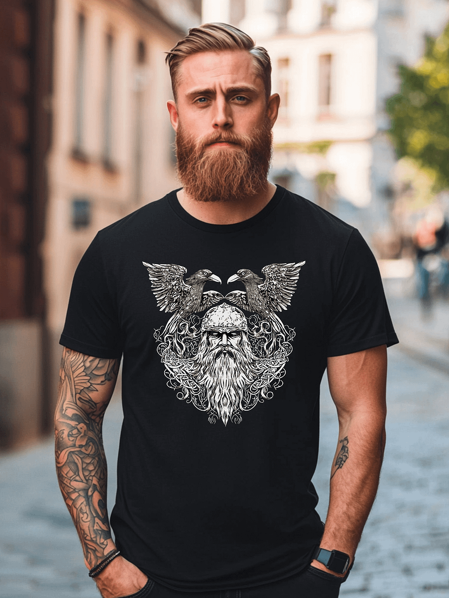 Unisex T-shirt - Odin With Ravens - Black product image (1)