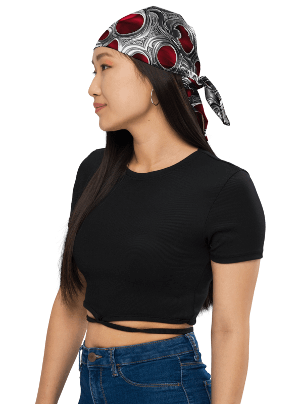 Bold Metallic Silver & Red Bandana product image (1)