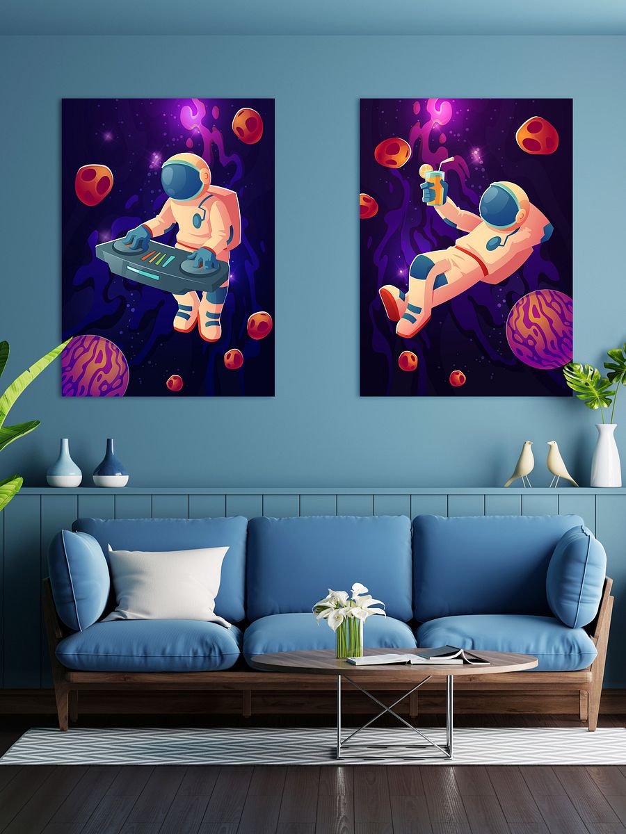 Astronaut DJ — space poster, synthwave space, neon space, aesthetic poster product image (2)