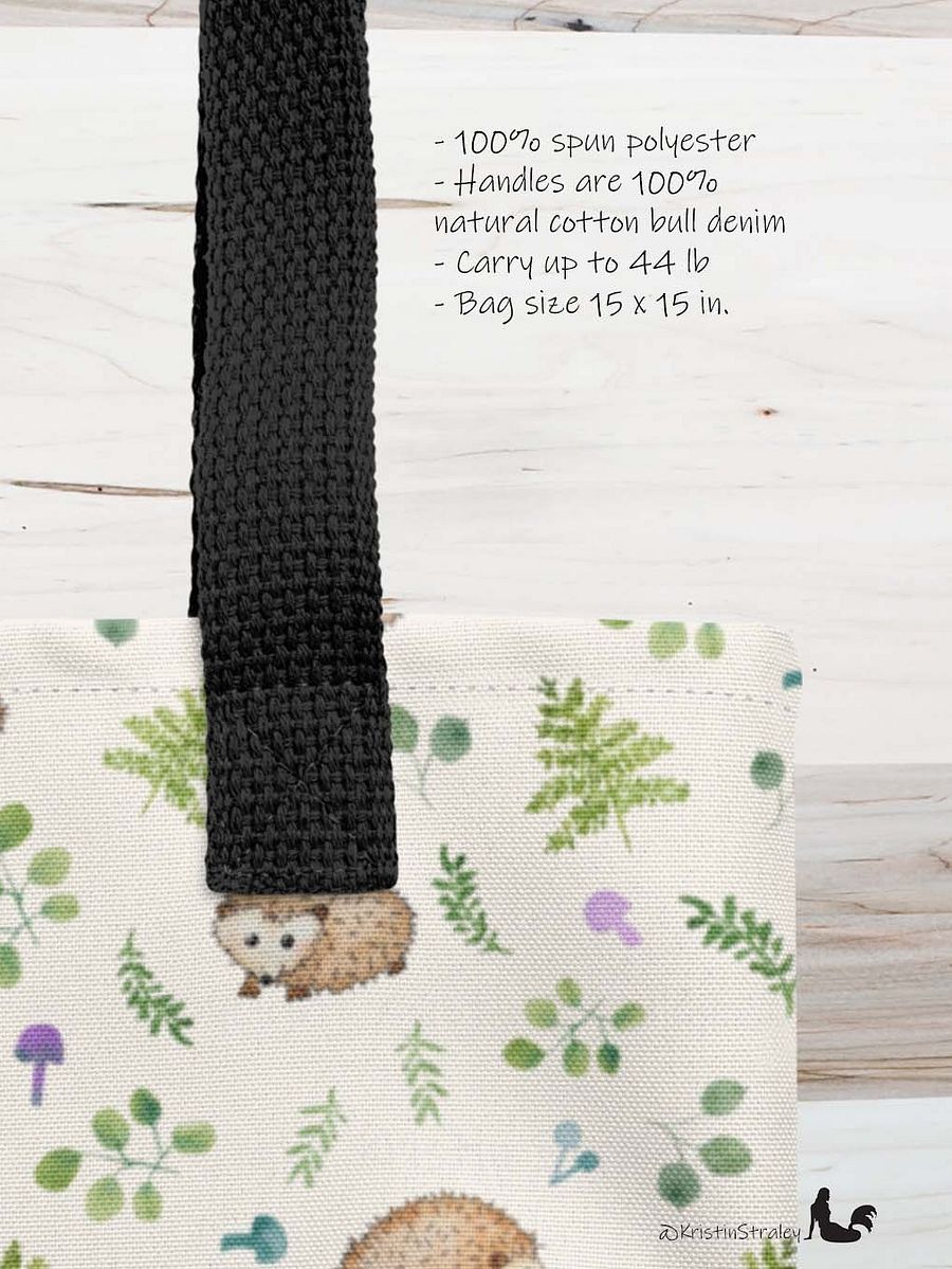 Hedgehogs with Ferns and Mushrooms on Ivory Tote Bag product image (4)
