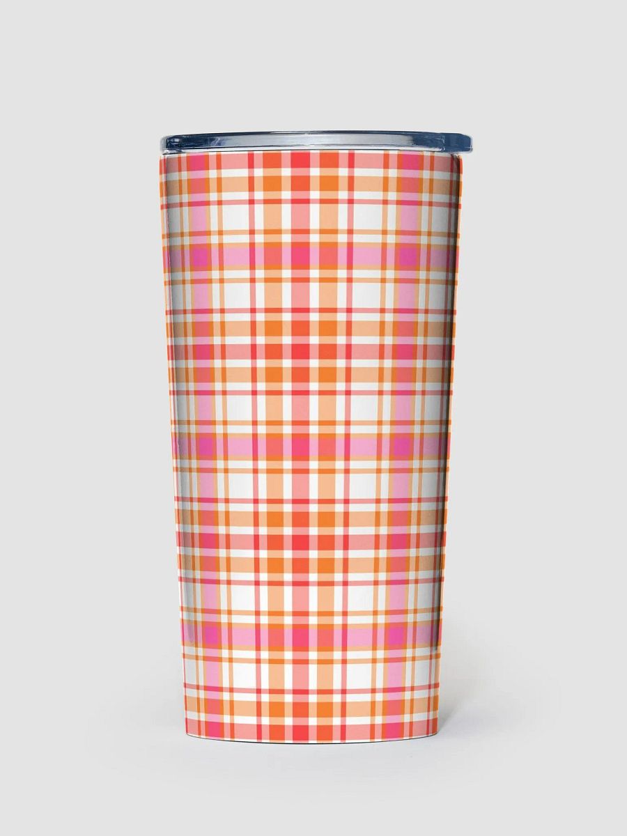 Orange and Hot Pink Plaid Travel Tumbler product image (2)