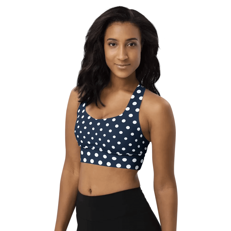 White/Navy Polka Dots Sports Bra product image (11)