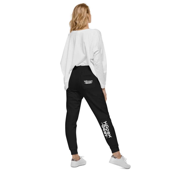 Unisex Fleece Joggers - White HApex Gear Black Logo product image (2)
