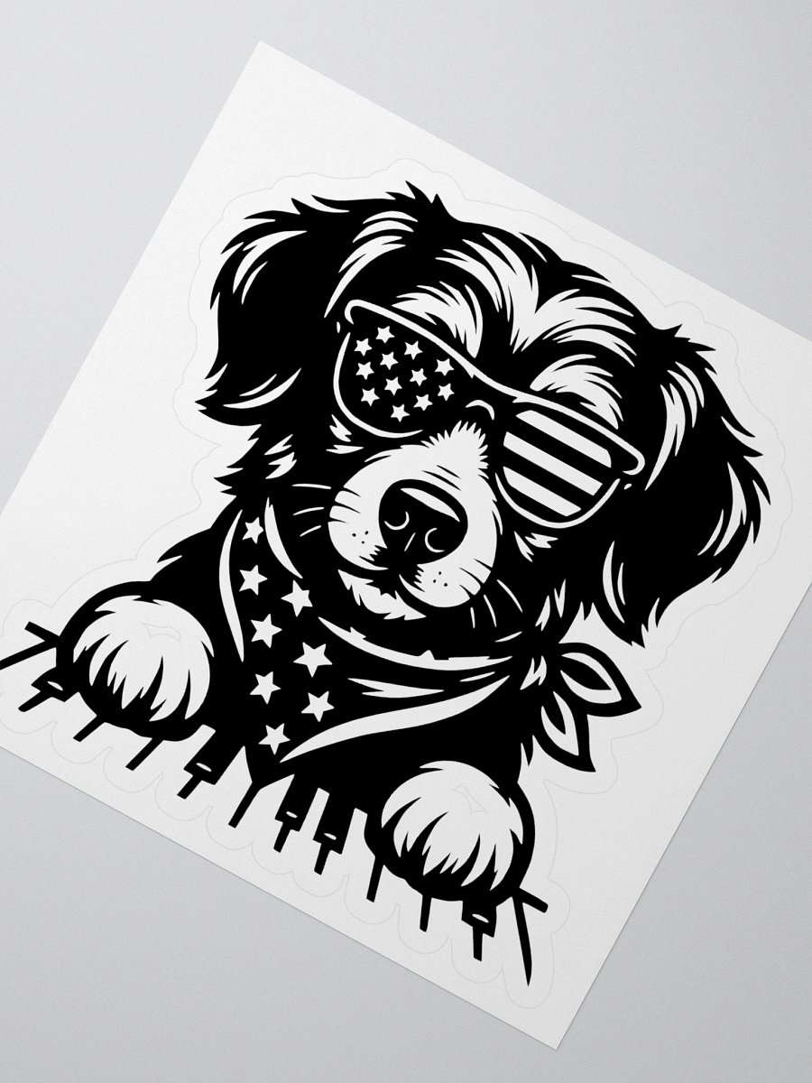 Patriotic Piano Pup in Bandana | Border Collie Sticker product image (2)