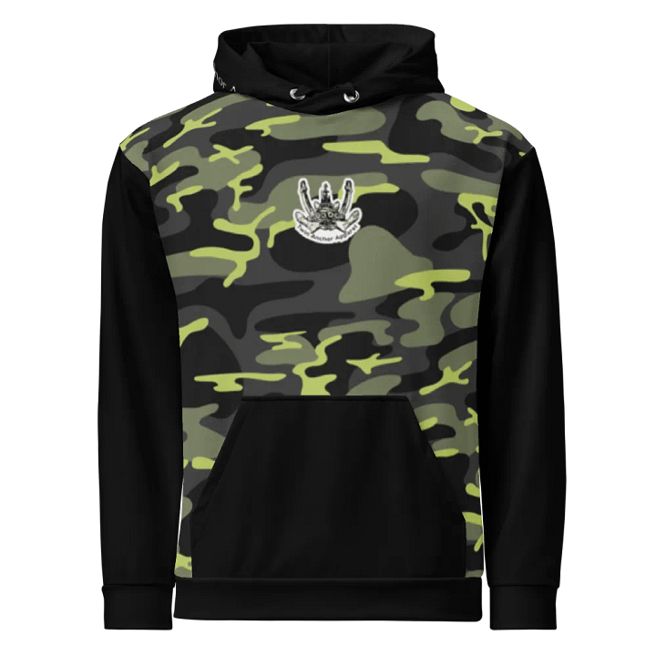 black & Green Camouflage Foss double tug Sketch Hoodie product image (2)