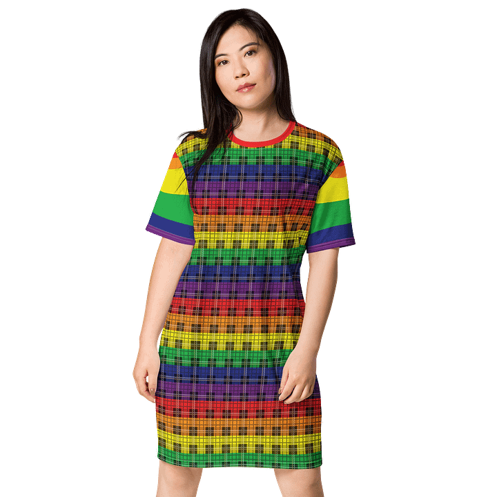 Rainbow Pride Plaid T-shirt Dress product image (1)