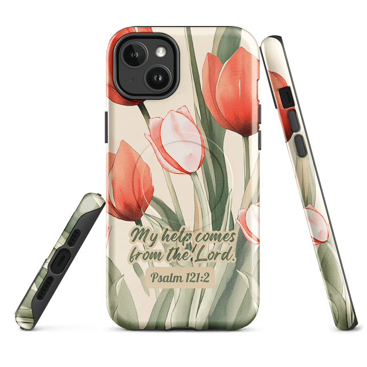 My Help comes from the Lord Psalm 121:2, Inspirational Gift, Tough iPhone Magnetic Case Scripture, Sunflower Bible Verse, MagSafe® iPhone® Tough Case, iPhone 14, iPhone 15, iPhone 16, Pro, Pro Max, Pl product image (1)