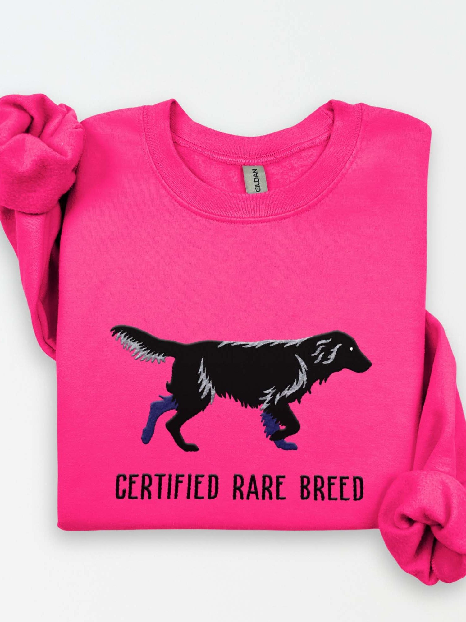 Certified Rare Breed Sweatshirt (Embroidered) of a Flat Coated Retriever(Black) product image (1)