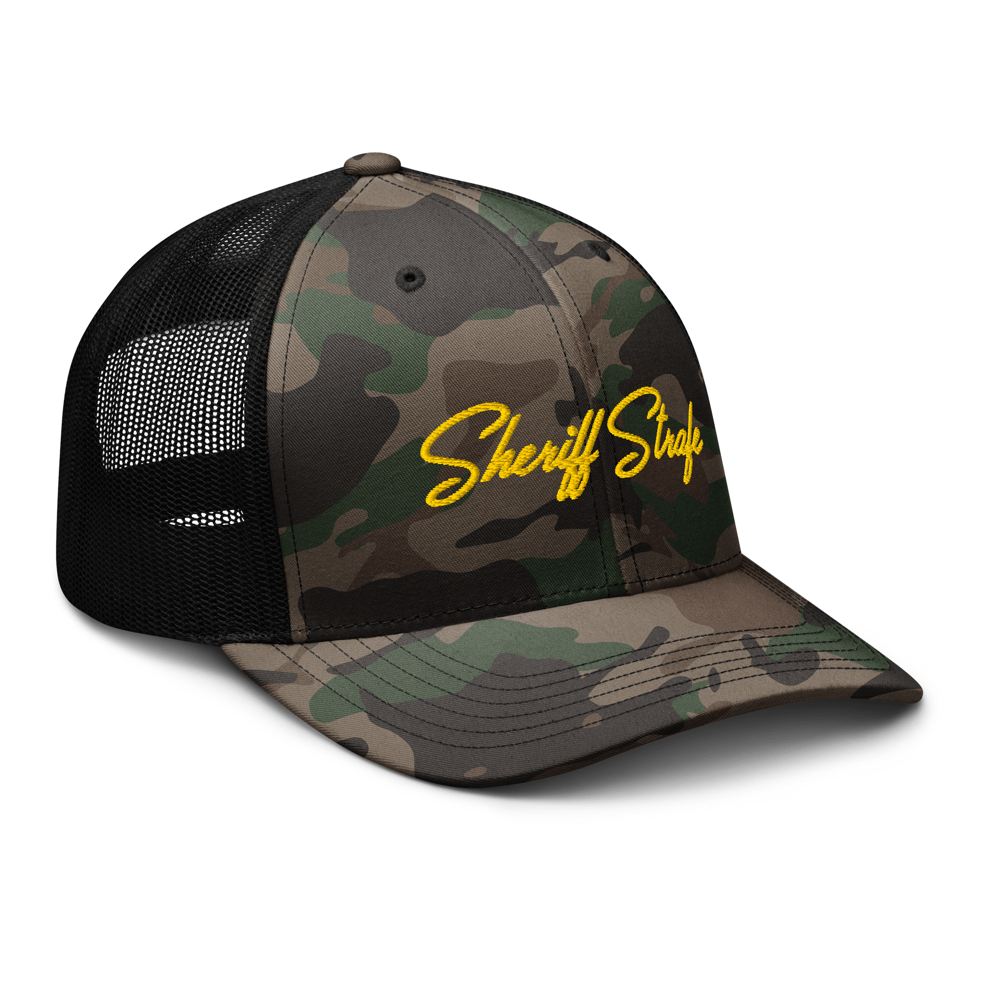 Sheriff Name Embroidered Otto Cap Camouflage Trucker Hat product image (6)