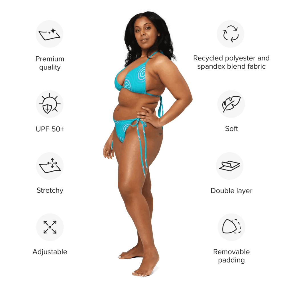 Beautiful Minimalist Ocean Swirl Pattern String Bikini product image (4)