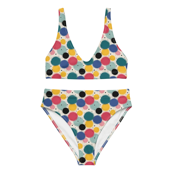 Color Pop High-Waisted Bikini – Retro Dots, Flattering Fit product image (1)