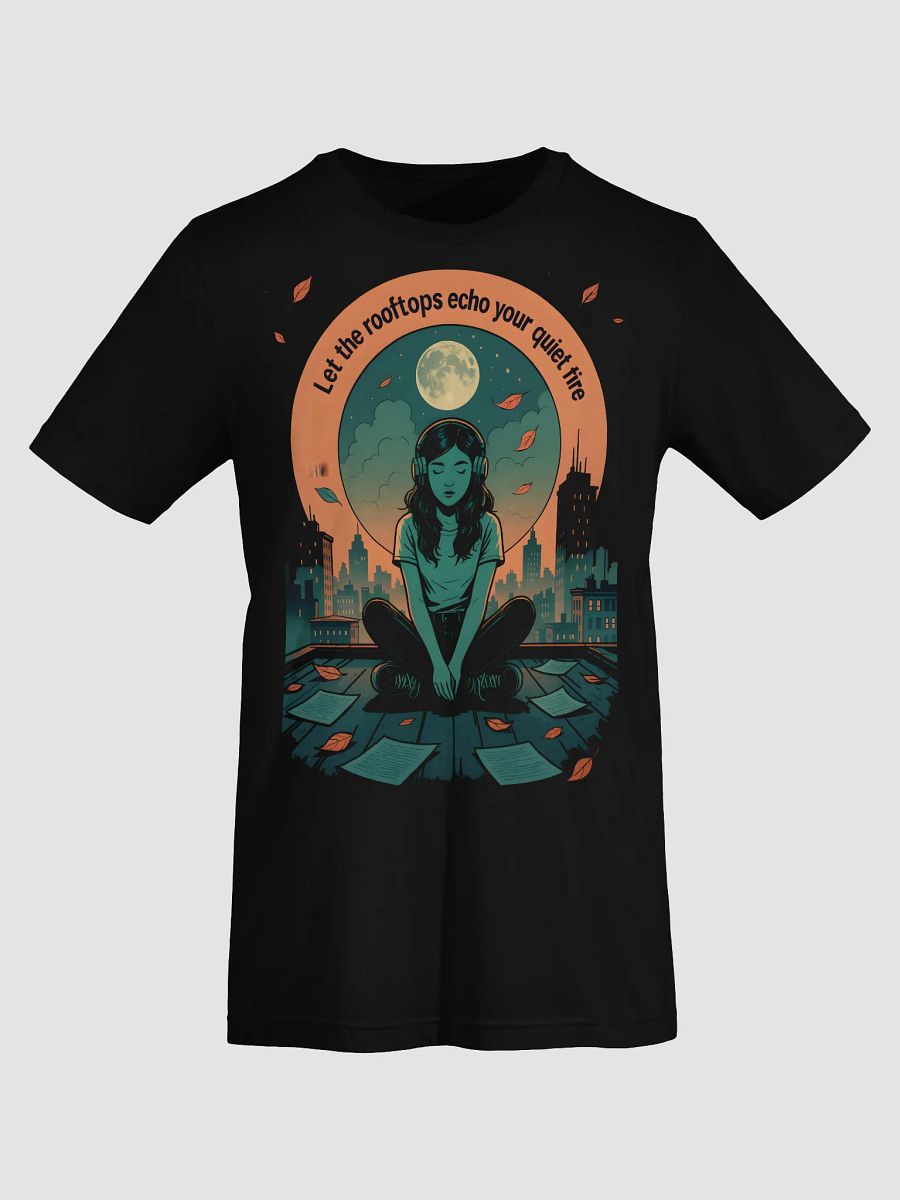 Let the Rooftops Echo – Dreamy Urban Night Art for Soulful T-Shirts product image (7)