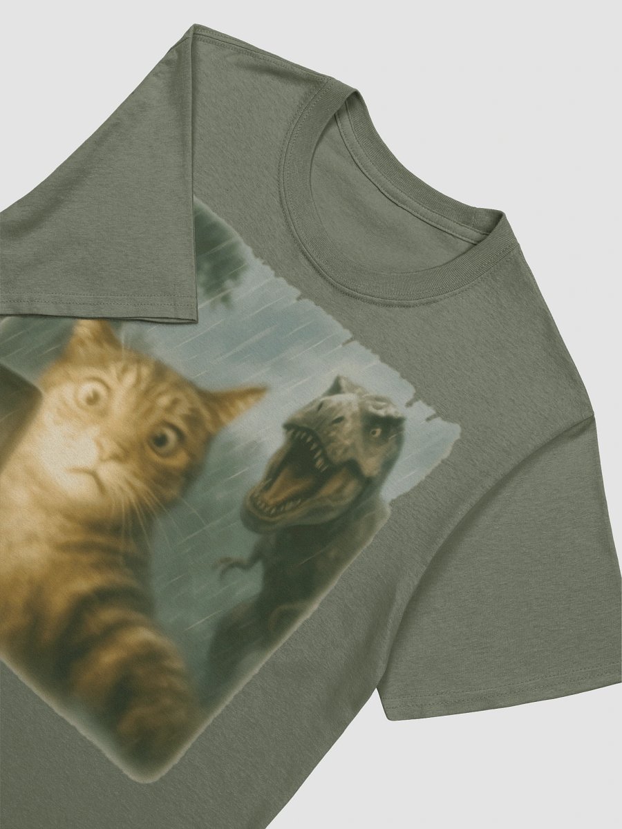 Confused Cat Selfie Dinosaur T-Shirt - Funny Dino & Kitten Tee product image (16)