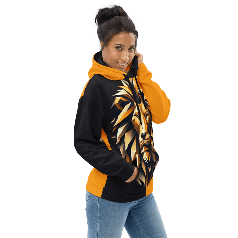 Majestic Leo Zodiac Hoodie with vibrant, metallic gold Lion product image (3)