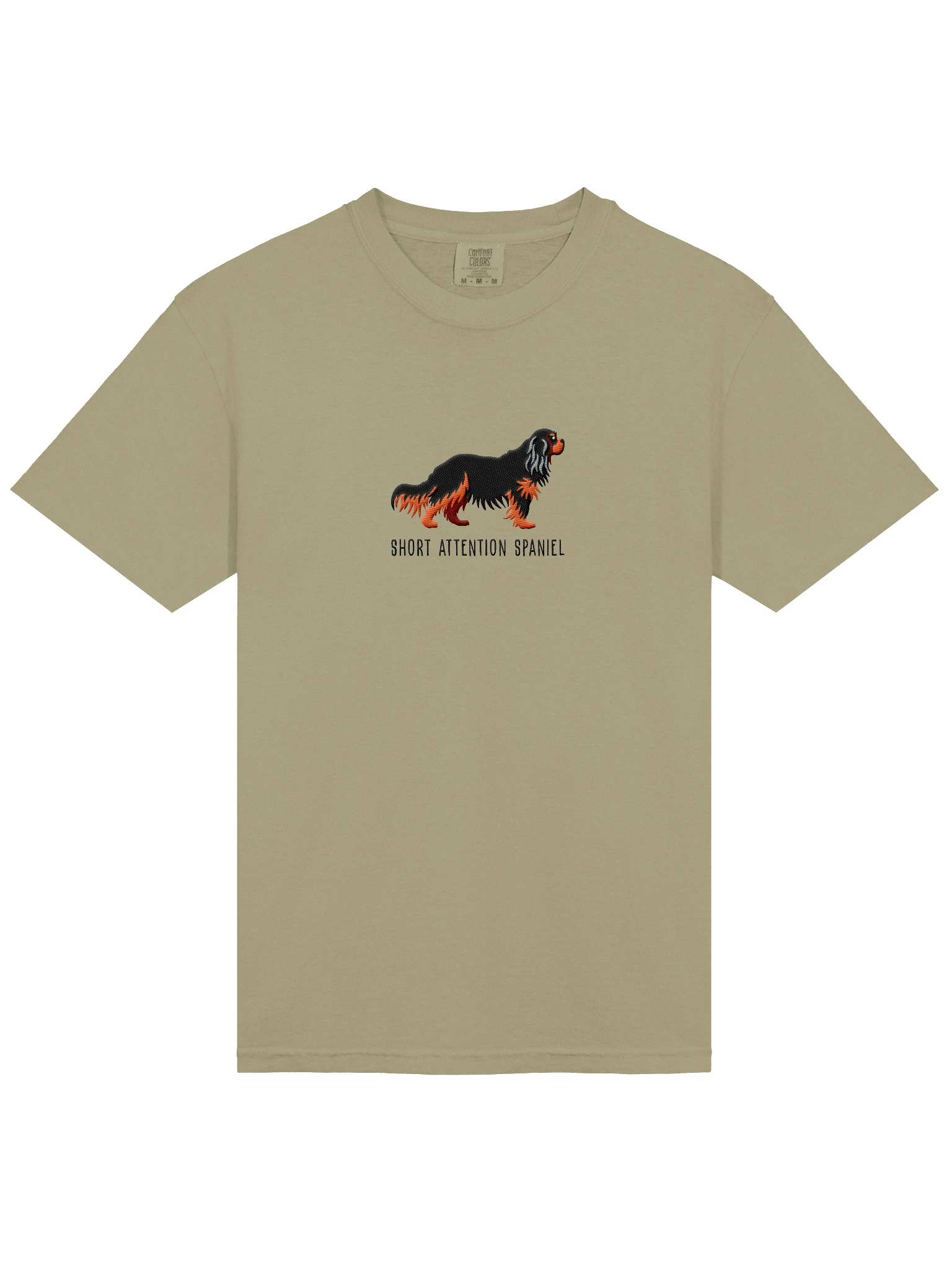 Short Attention Spaniel T-Shirt(Embroidered) of a Cavalier King Charles Spaniel(Black & Tan) product image (14)
