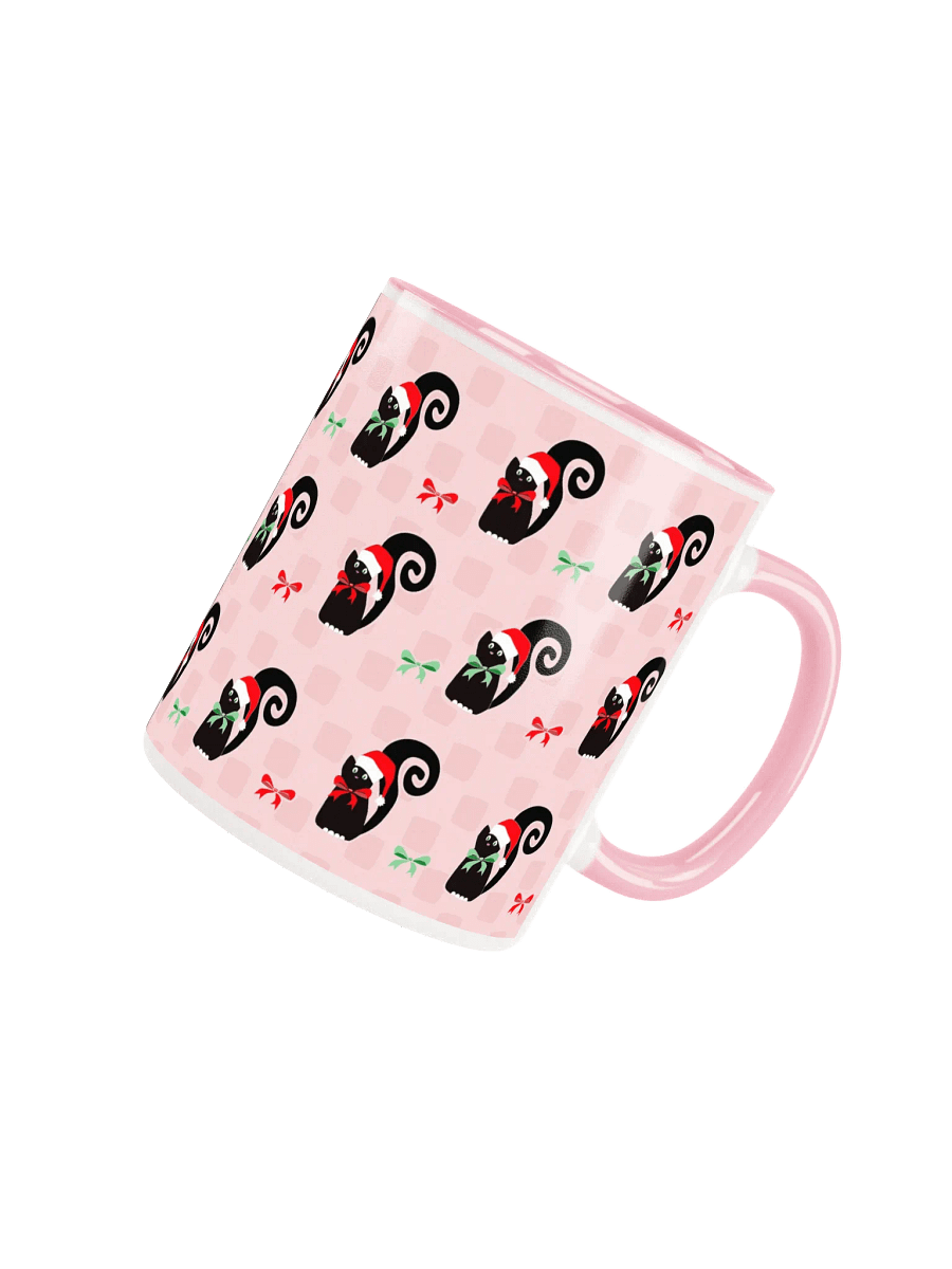 Black Christmas Kitties In-A-Row on Pink on Ceramic Mug product image (4)