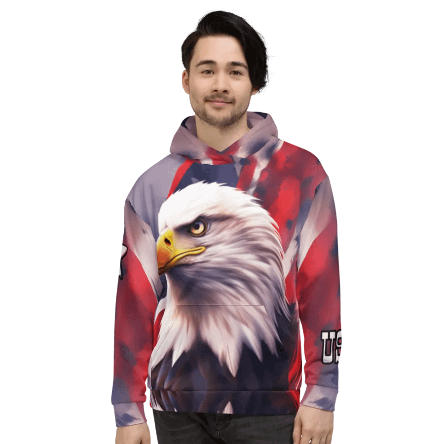 Streetwear Bold Eagel /All-over Print Recycled Unisex Hoodie by Sublicolor product image (6)