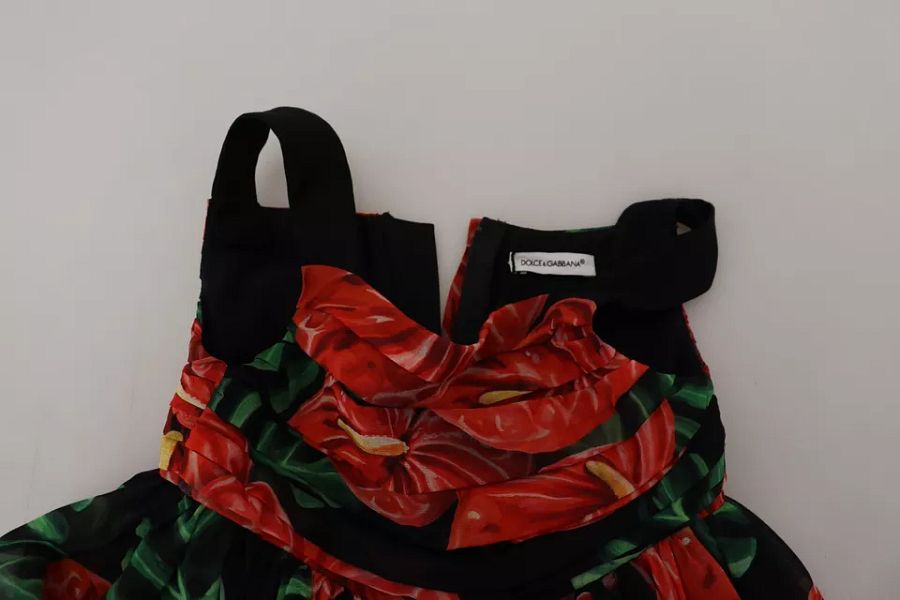 Dolce & Gabbana Kids Dress Black Silk Floral Printed Flared s. Tag 2 years $1420 product image (4)