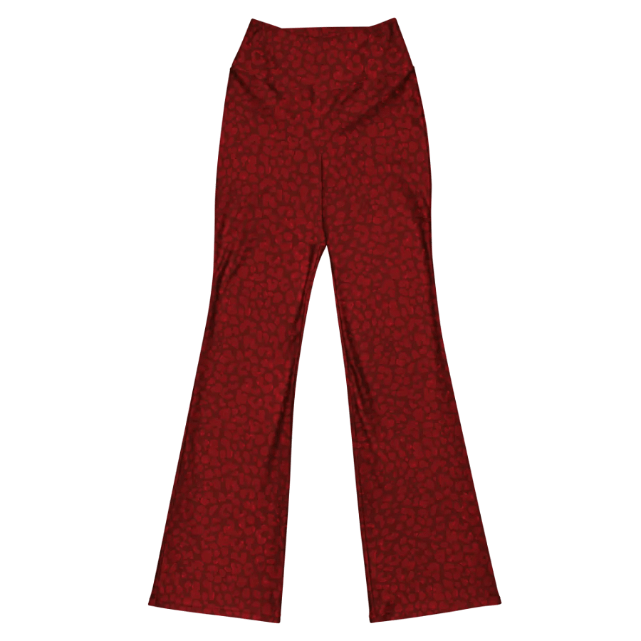 Burgundy Leopard Print Flare Leggings product image (12)