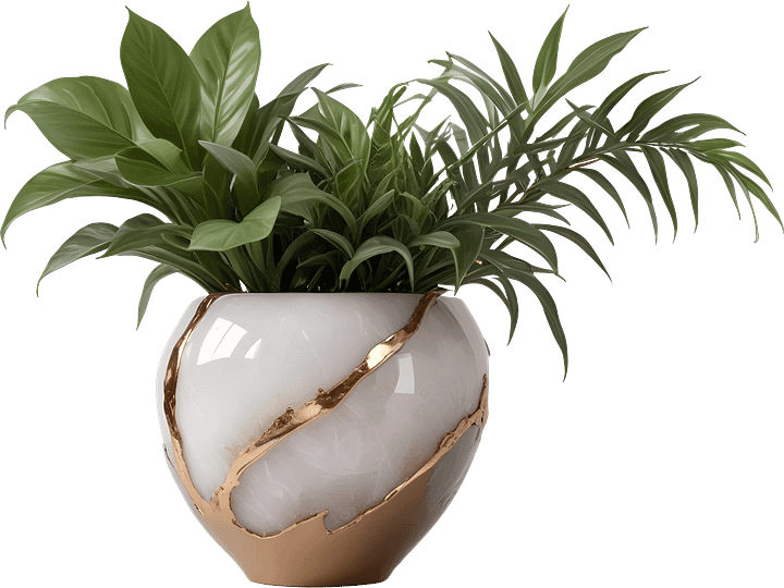 Glamour Organique – Luxury Bronze Design Planter PNG product image (1)