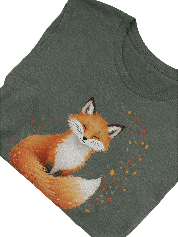Smiling Fox T-Shirt, Autumn Leaves Fox Design, Cozy Wildlife Graphic Tee, Nature Lover Gift, Cute Animal T-shirt product image (2)