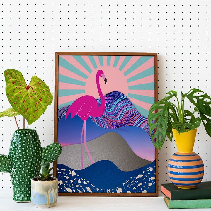 Funky Flamingo Collage Art Print product image (2)