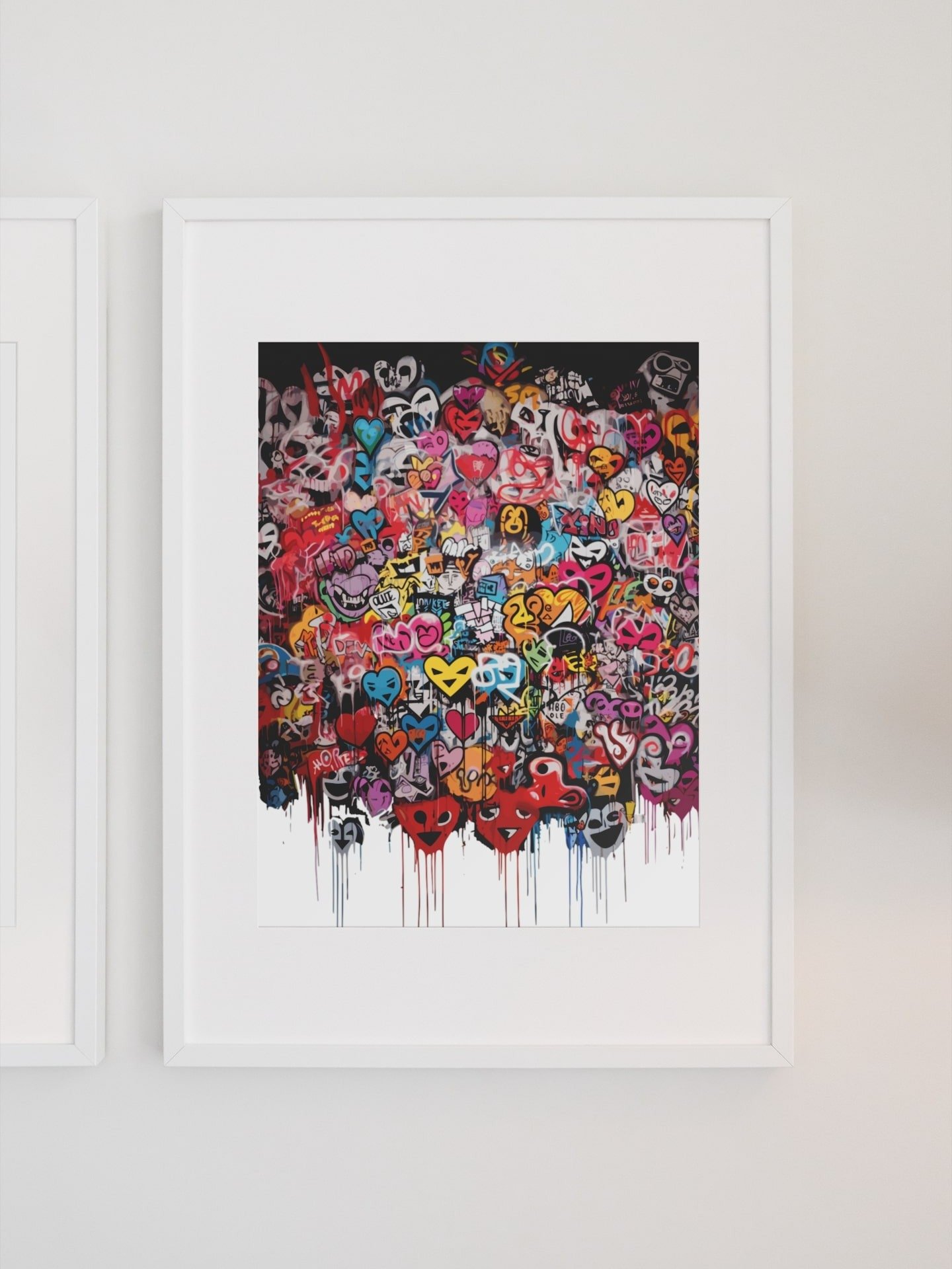 Eclectic Pop Art Hearts Graffiti Canvas, Emotive Urban Street Art Print, Contemporary Wall Art for Modern Home, Love Themed Artistic Decor product image (1)