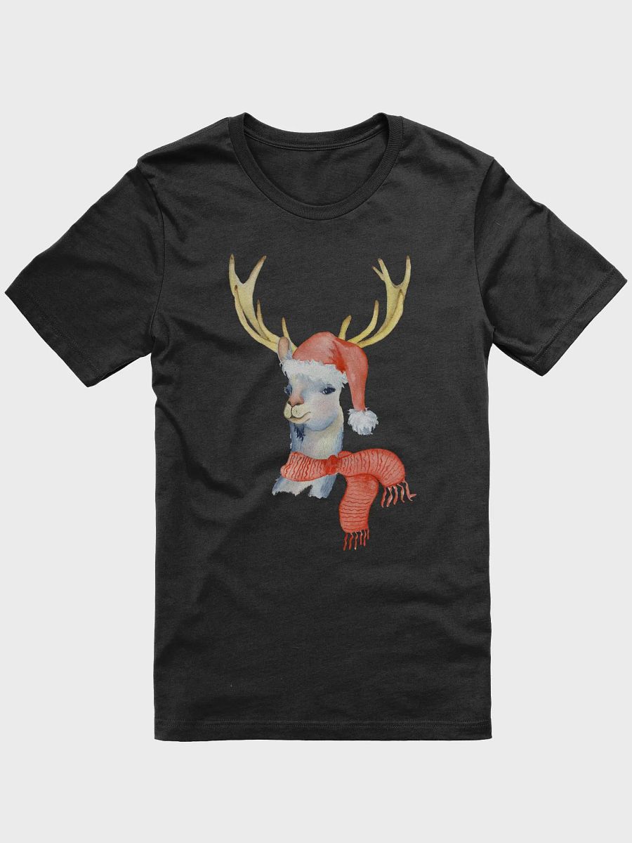 Christmas Llama Red Scarf and Red Hat Watercolor Art T-Shirt product image (1)