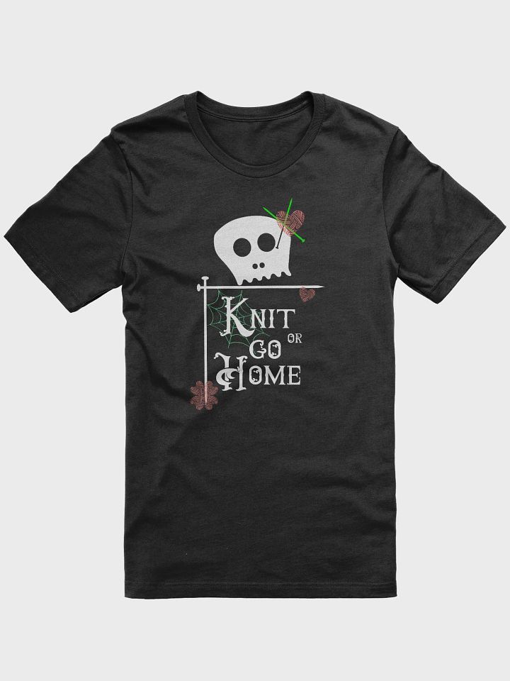 Knit or Go Home quote with a skull and knitting needles product image (1)